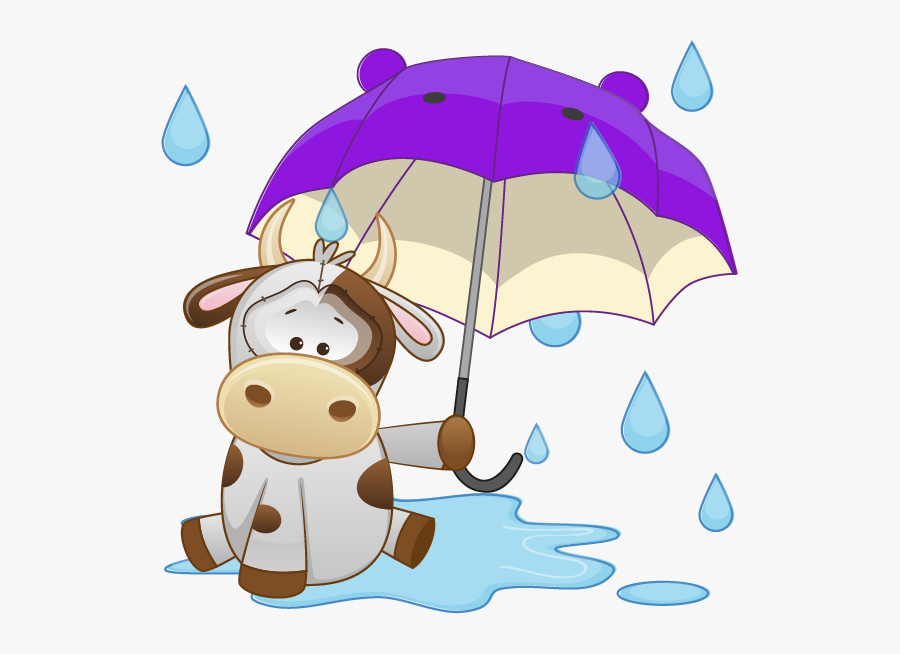 Cow With Umbrella, Transparent Clipart