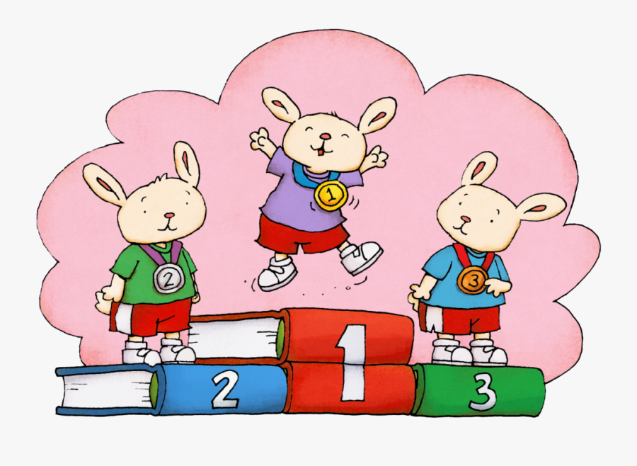 Cartoon Of Rabbits Winning Olympic Medals - Cartoon, Transparent Clipart