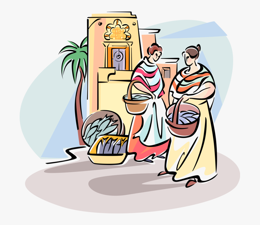 Women Shop In Outdoor - Women Market Clipart, Transparent Clipart