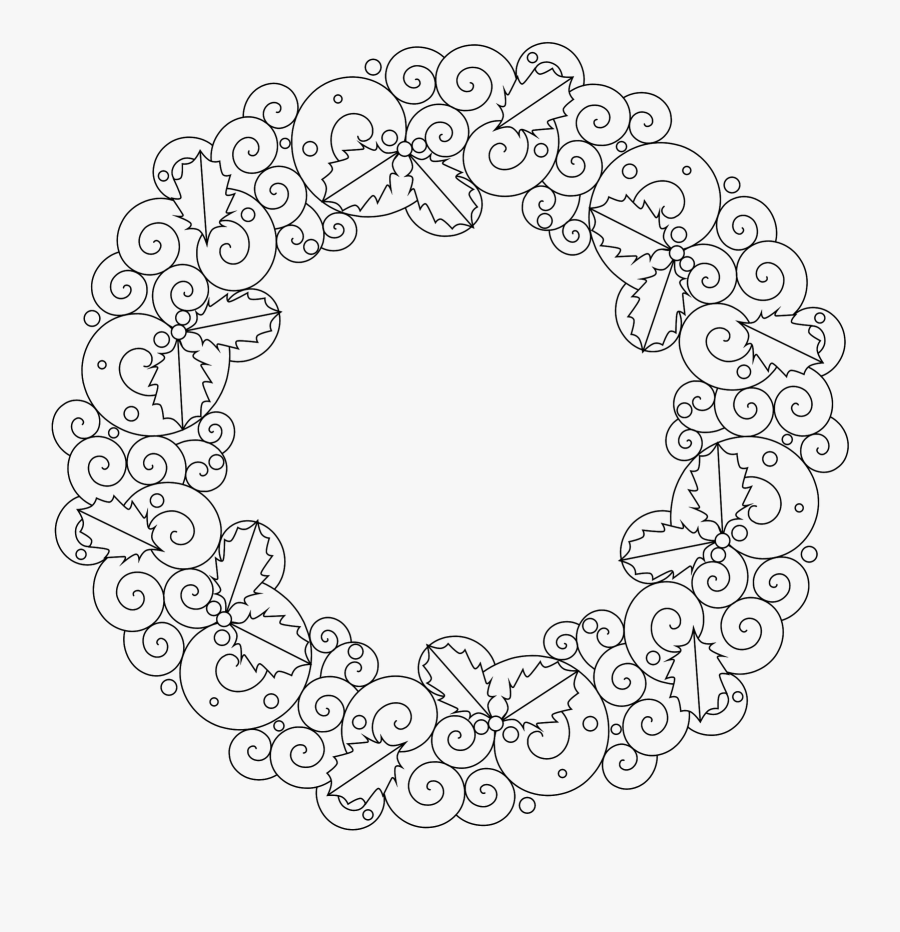 Line Art,angle,symmetry - Mandala Wreath Colouring Page Christmas, Transparent Clipart
