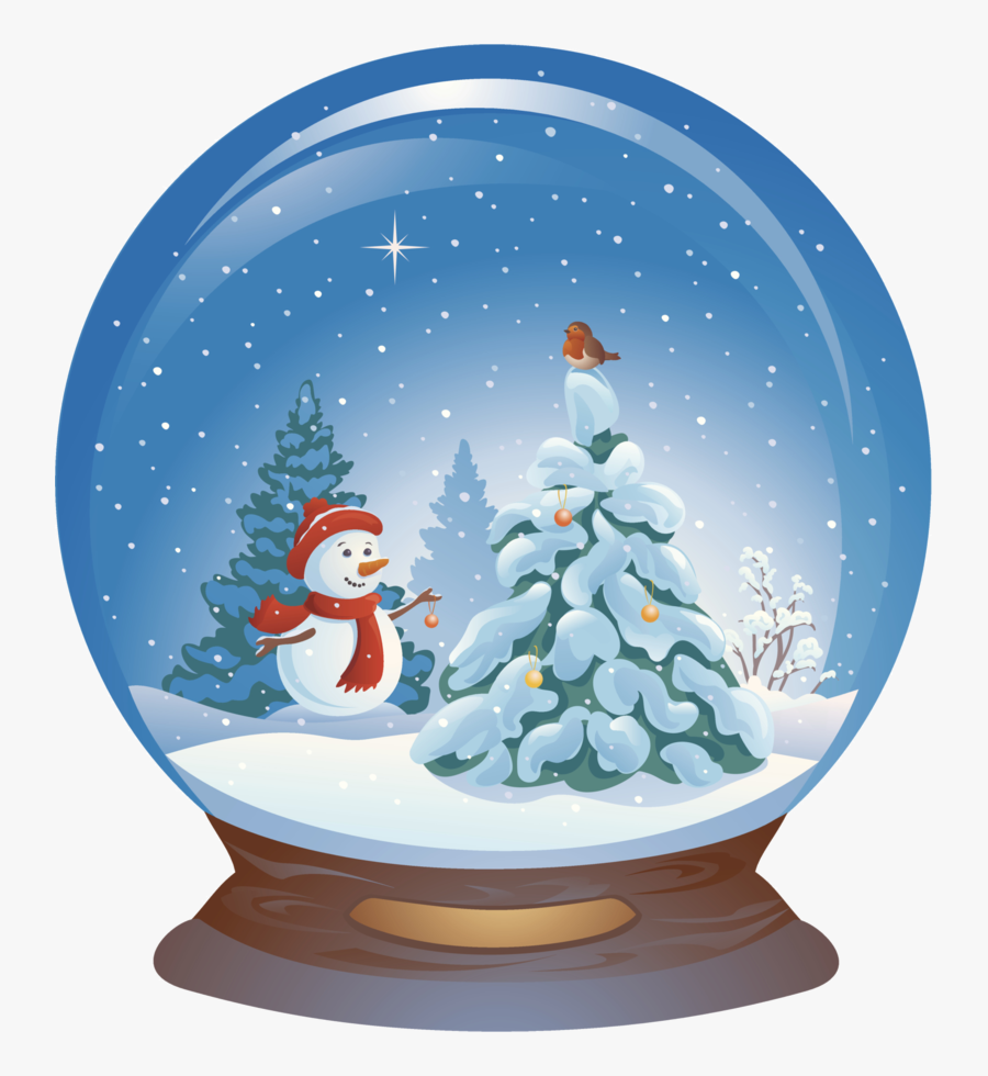 Snowman Blue Ball Claus Illustration Crystal Santa - Clip Art Snow Globe, Transparent Clipart