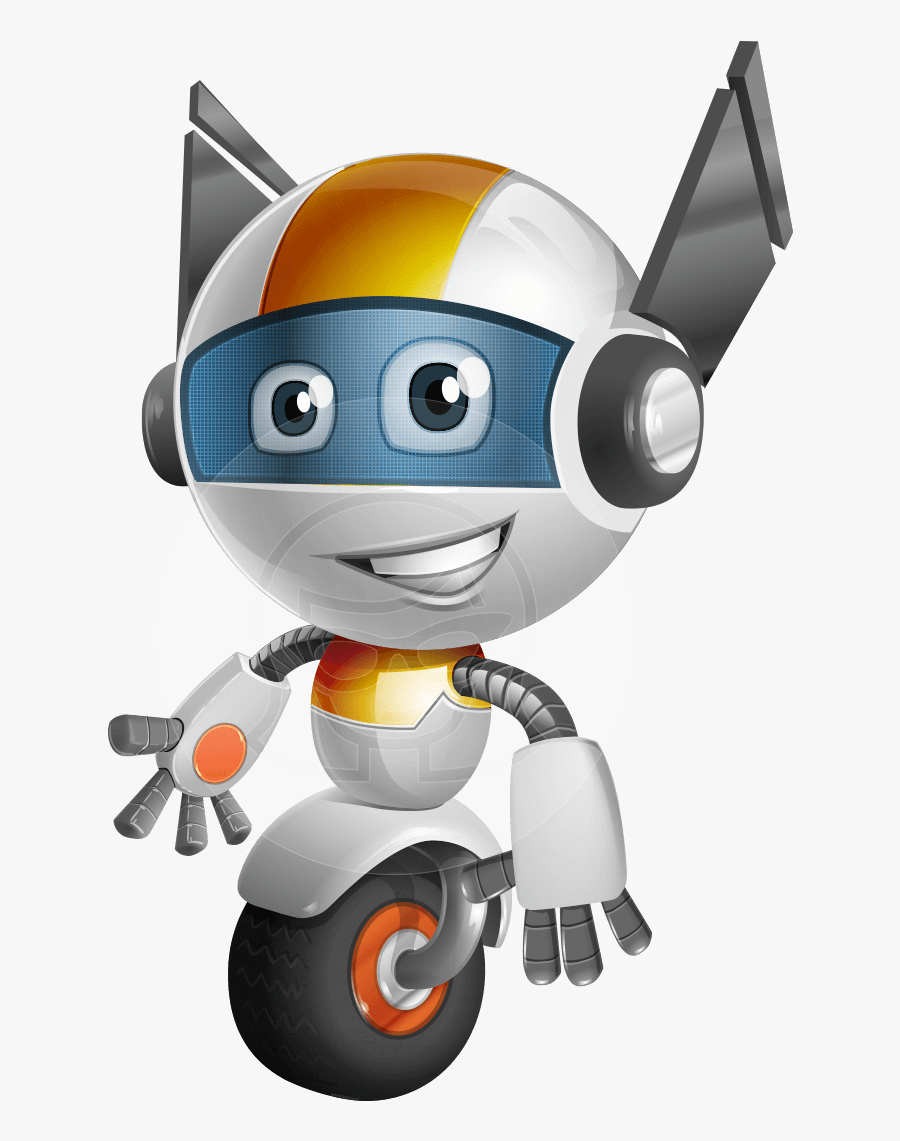 One Wheel Cartoon Character - Robot With One Wheel, Transparent Clipart
