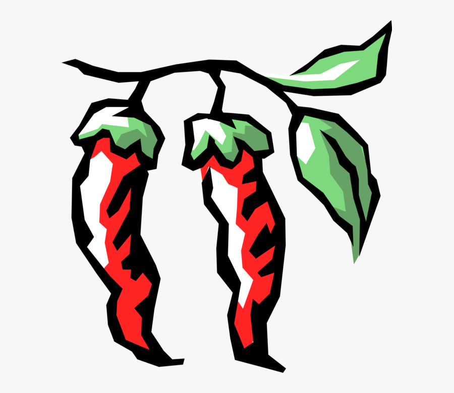 Vector Illustration Of Hot Red Peppers Clipart , Png, Transparent Clipart