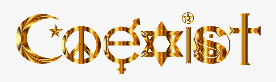 Gold,text,symbol - Coexist Religion Png, Transparent Clipart