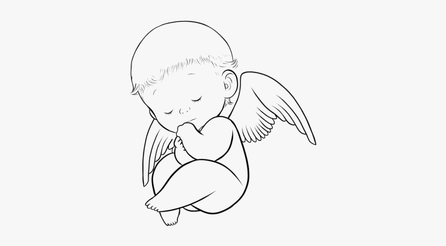 Baby Angel Png Clipart Free Download - Baby Boy Line Drawing, Transparent Clipart