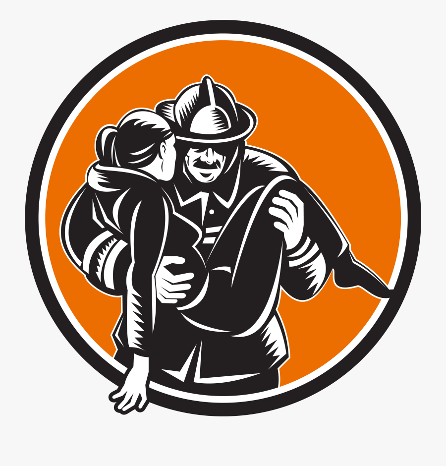Fireman Carrying Vector, Transparent Clipart