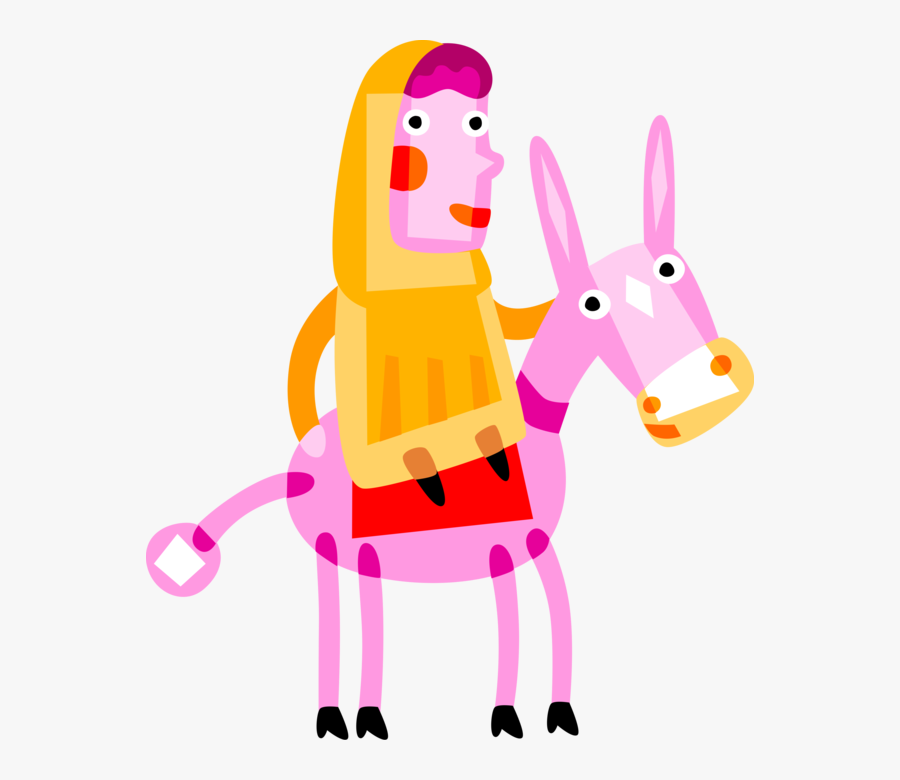 Vector Illustration Of Virgin Mary, Mother Of Jesus - Cartoon, Transparent Clipart