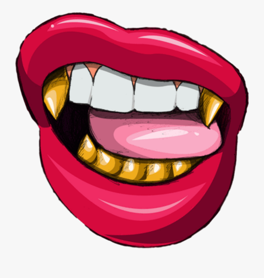 Cartoon Lips With Grill, Transparent Clipart