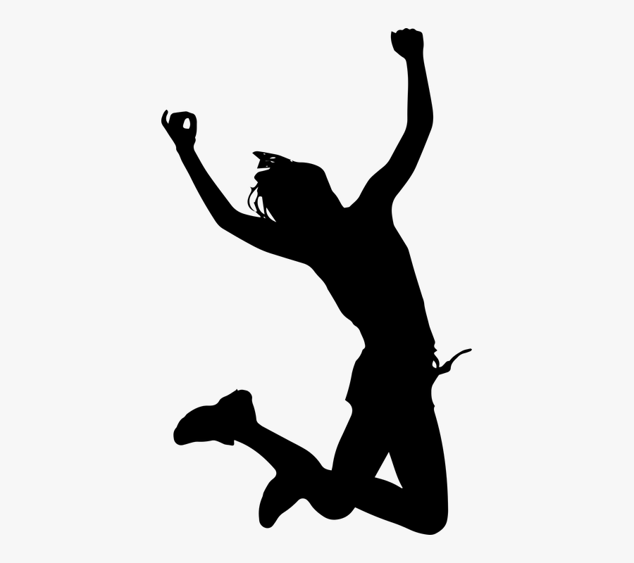 Women Jumping Silhouette - Black Women Jumping Silhouette, Transparent Clipart