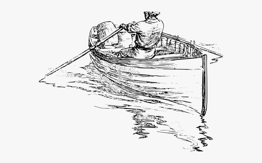Transparent Wood Boat Clipart - People Rowing A Boat Drawing, Transparent Clipart