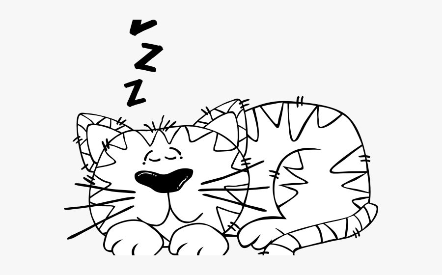Dream Clipart Nap - Cat Sleeping Clipart Black And White, Transparent Clipart