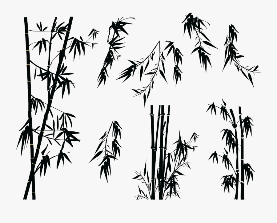 Bamboo Silhouette Tree Illustration - Bamboo Black And White Clipart, Transparent Clipart