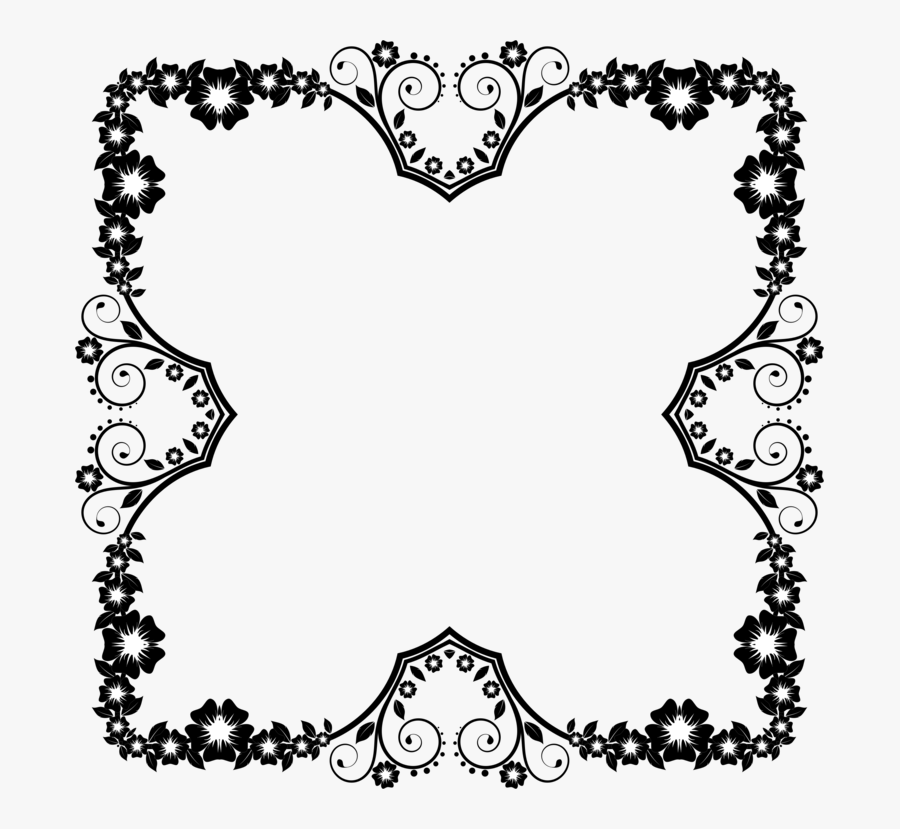 Line Art,heart,ornament - Nice Black And White Border, Transparent Clipart