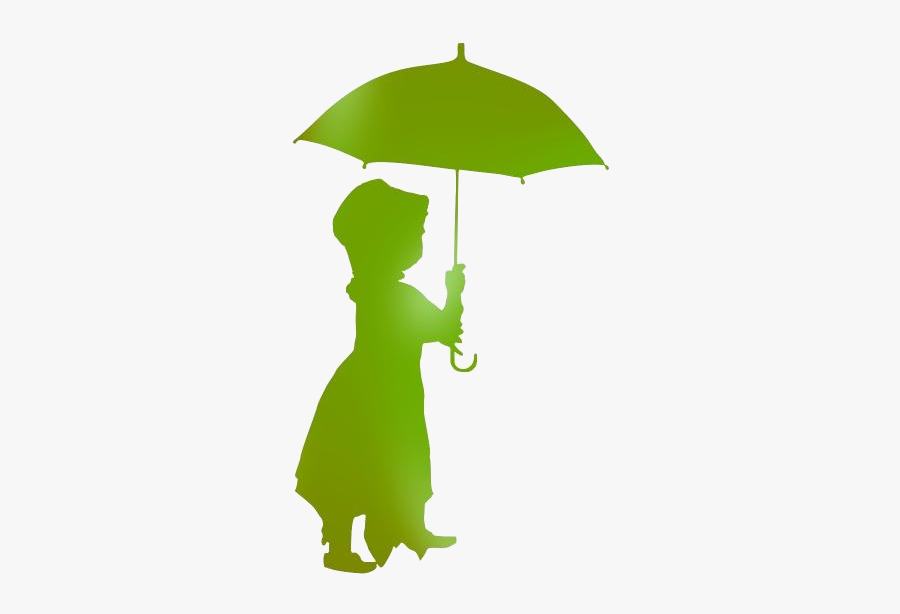 Transparent Little Girl With Umbrella Clip Art - Boy With Umbrella Silhouette, Transparent Clipart