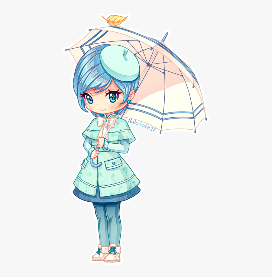 Girl Umbrella Transparent Png - Draw Chibi With Umbrella, Transparent Clipart