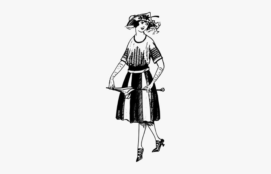 Retro Lady With Umbrella - Vintage Clothing, Transparent Clipart