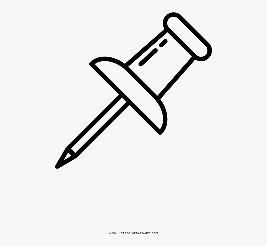 Thumbtack Coloring Page - Push Pin Icon Vector, Transparent Clipart