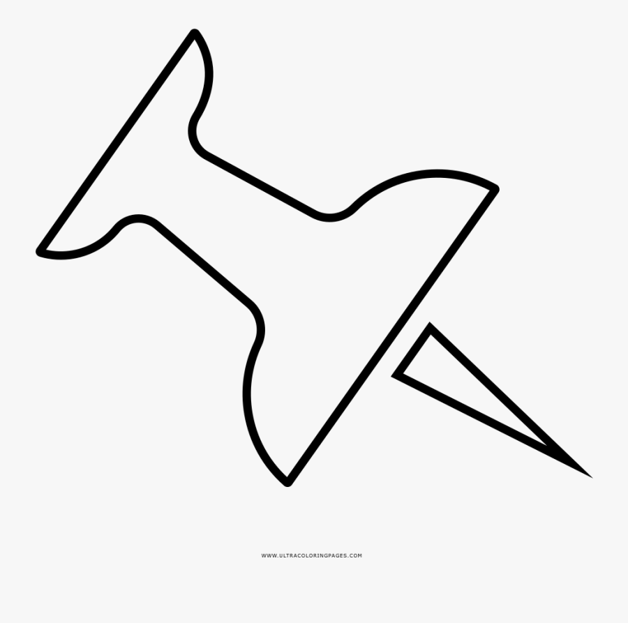 Thumbtack Coloring Page - Line Art, Transparent Clipart
