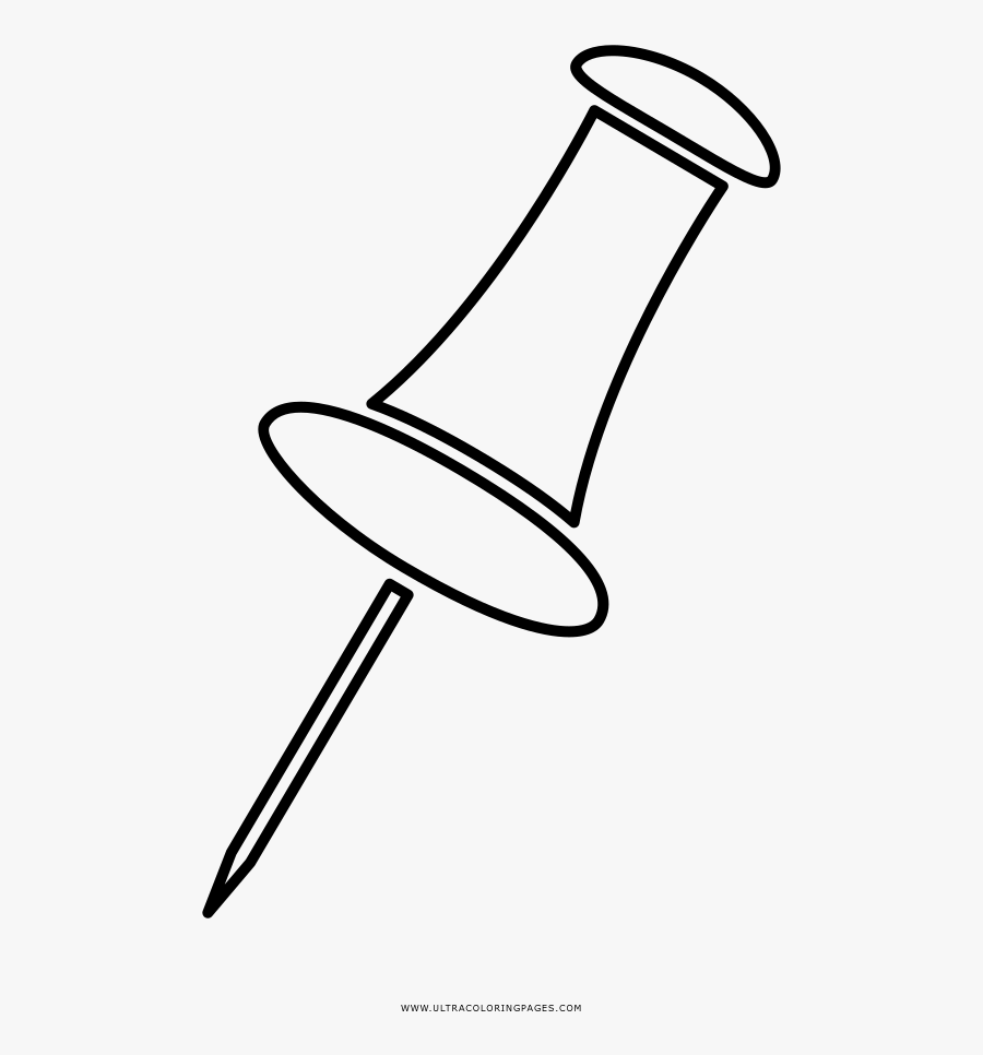 Thumbtack Coloring Page - Line Art, Transparent Clipart