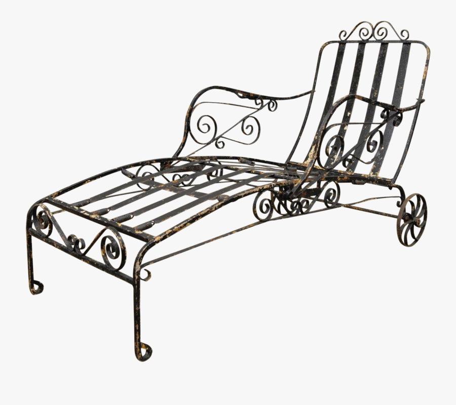 Antique Salterini Fancy Wrought Iron Art Nouveau Reclining - Chaise Longue, Transparent Clipart