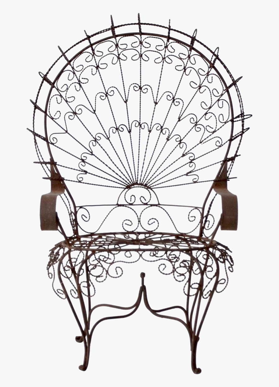 Vintage Wrought Peacock Chair - Iron, Transparent Clipart