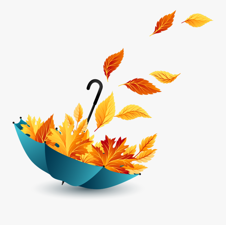 #ftestickers #clipart #umbrella #leaves #wind #autumn - Clipart Autumn Umbrella, Transparent Clipart