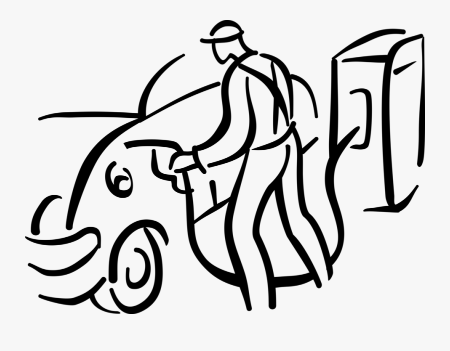 Vector Illustration Of Gas Station Attendant Fills, Transparent Clipart
