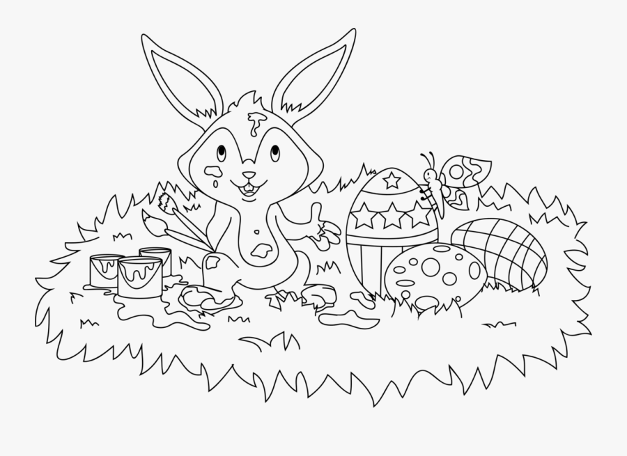 Rabits And Hares,carnivoran,hare - Easter Scene Drawing, Transparent Clipart
