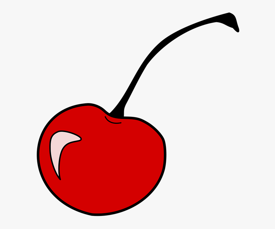 Cherry, Single, Red, Fruit - Single Cherry Vector Png, Transparent Clipart