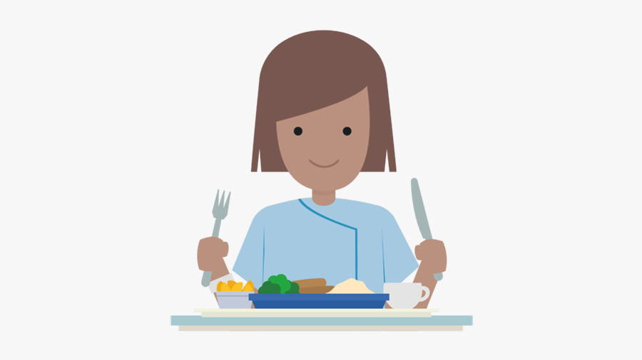 Cartoon Hospital Patient Served Food, Transparent Clipart