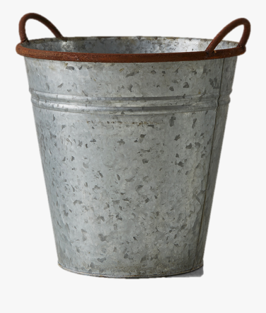 Rustic Zinc Bucket - Flowerpot, Transparent Clipart