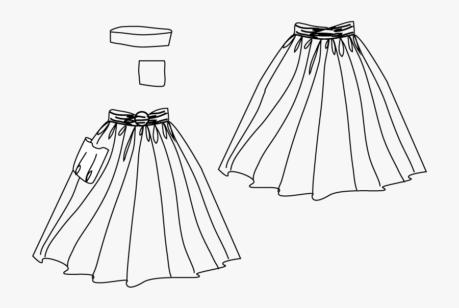 Technical Drawing Of Skirt & Collar For Jersey Combo - Skirt Templates, Transparent Clipart