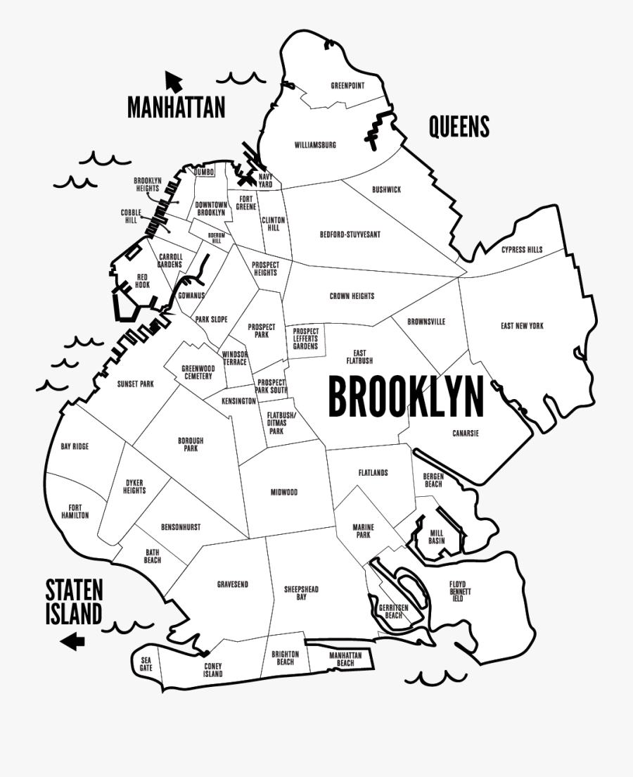 Banner Vector Black And White Png - Brooklyn Neighborhood Map, Transparent Clipart