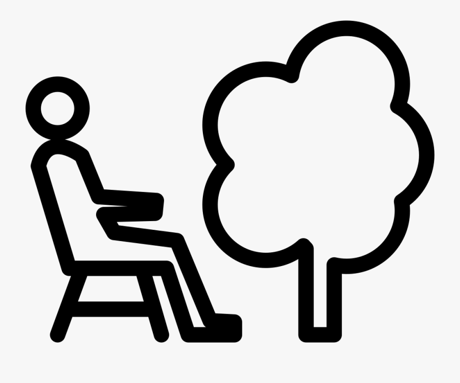 Person Sitting On A Chair Beside A Tree Comments - Person Sitting Under Tree Outline, Transparent Clipart