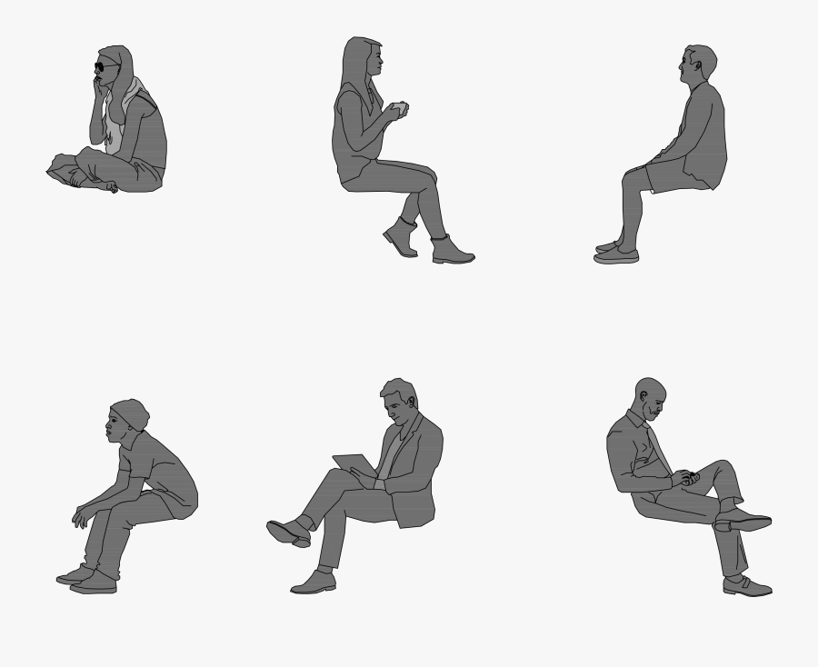 Transparent Person Sitting Silhouette Png - Cad People Sitting, Transparent Clipart