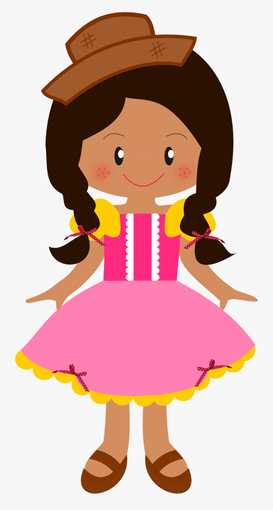 Menina Negra Caipira Cute - Menina Caipira, Transparent Clipart