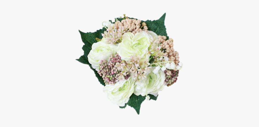 Clip Art Silk Ranunculus In Cream - Bouquet, Transparent Clipart