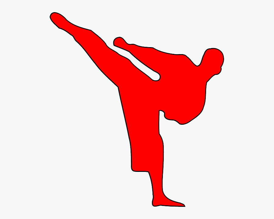 Red Karate Silhouette, Transparent Clipart