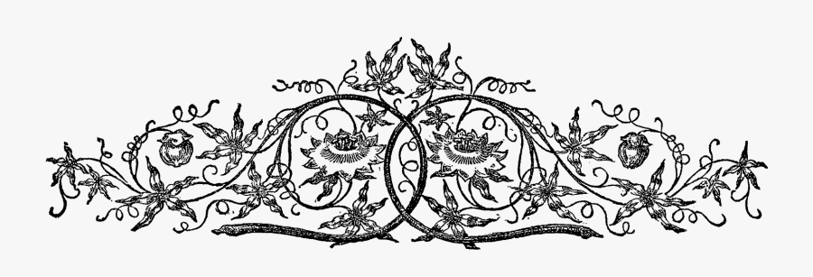 Black And White Wildflower Border, Transparent Clipart