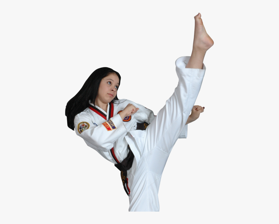 Woman High Kicking - Taekwondo, Transparent Clipart