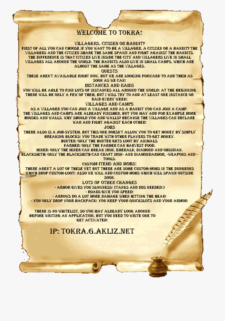 Papel Pergaminho - Minecraft Medieval Quests, Transparent Clipart