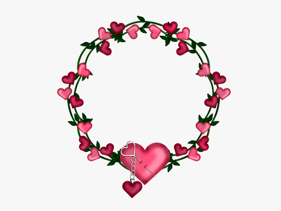 Clip Art Transparent Frame With Hearts - Wreath Of Hearts, Transparent Clipart
