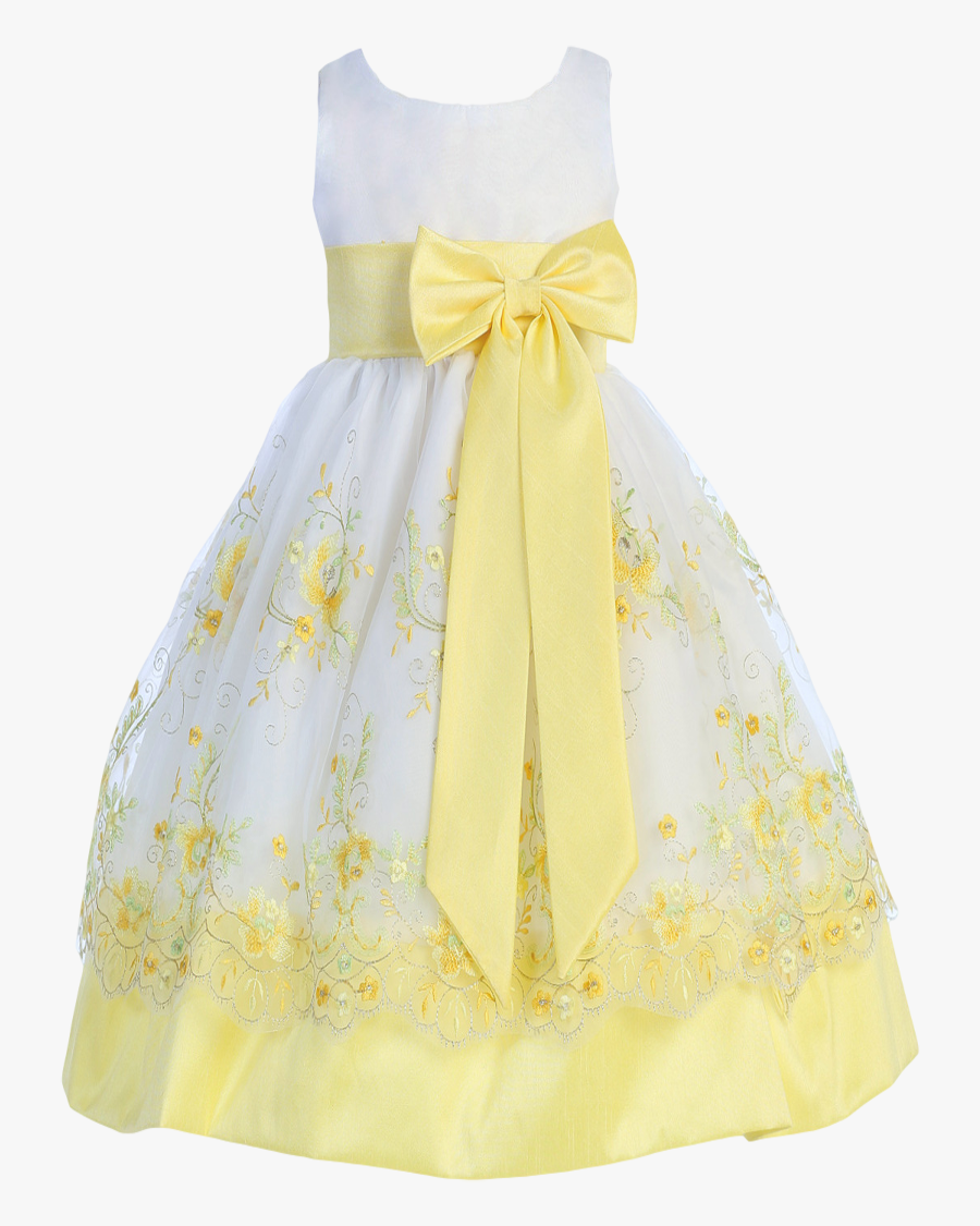 Clip Art Baby Girl Yellow Dress - Gown, Transparent Clipart