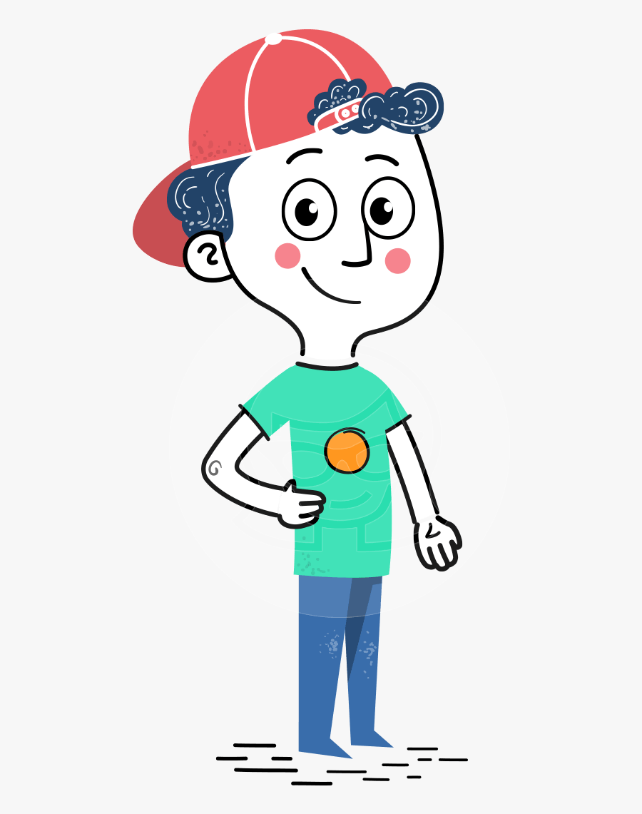 Cute Flat Hand Drawn Kid Cartoon Vector Character Aka - Hand Drawn Character Vector, Transparent Clipart