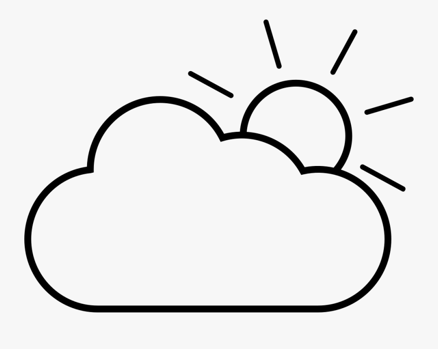 Cloudy Clipart Black And White - Clouds With Sun Drawing, Transparent Clipart