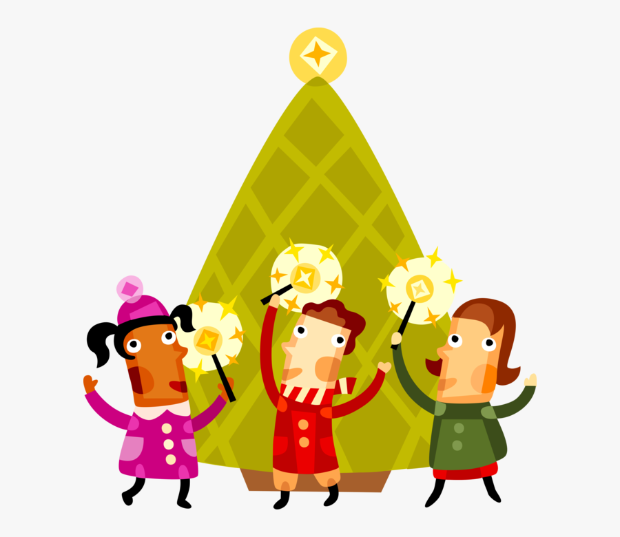 Vector Illustration Of Children Celebrate Holiday Season - Cartoon, Transparent Clipart