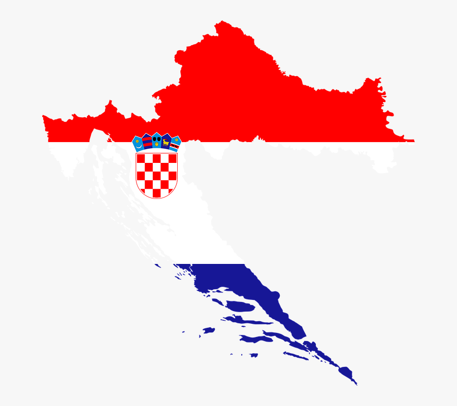 Croatia, Country, Europe, Flag, Borders, Map, Nation - Croatia Map Clipart, Transparent Clipart