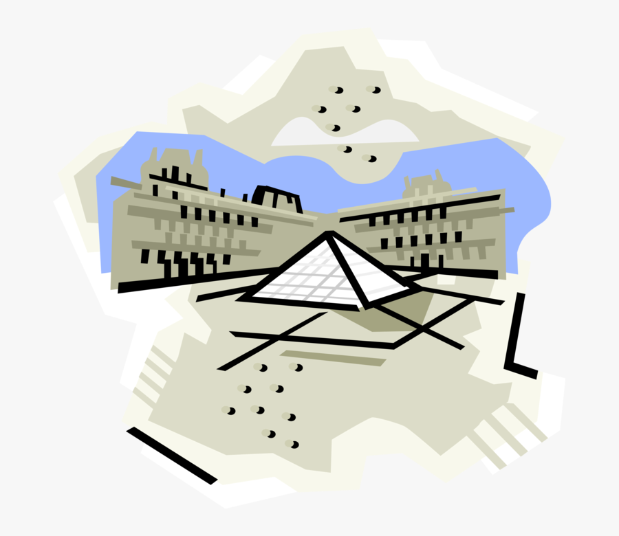 Vector Illustration Of Glass Pyramid Entrance To The, Transparent Clipart