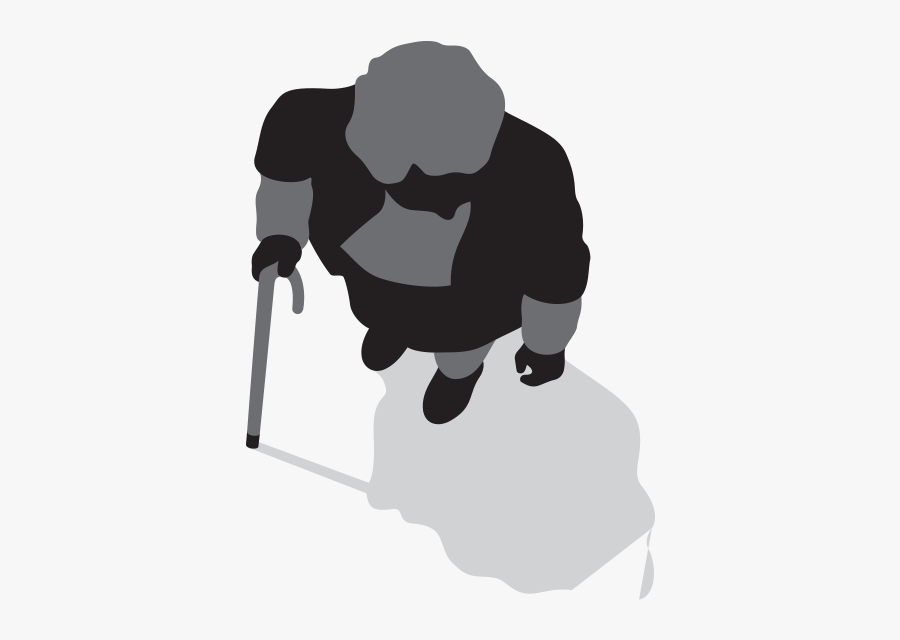 An Older Person Walking With A Stick - Old Person Silhouette Sitting, Transparent Clipart