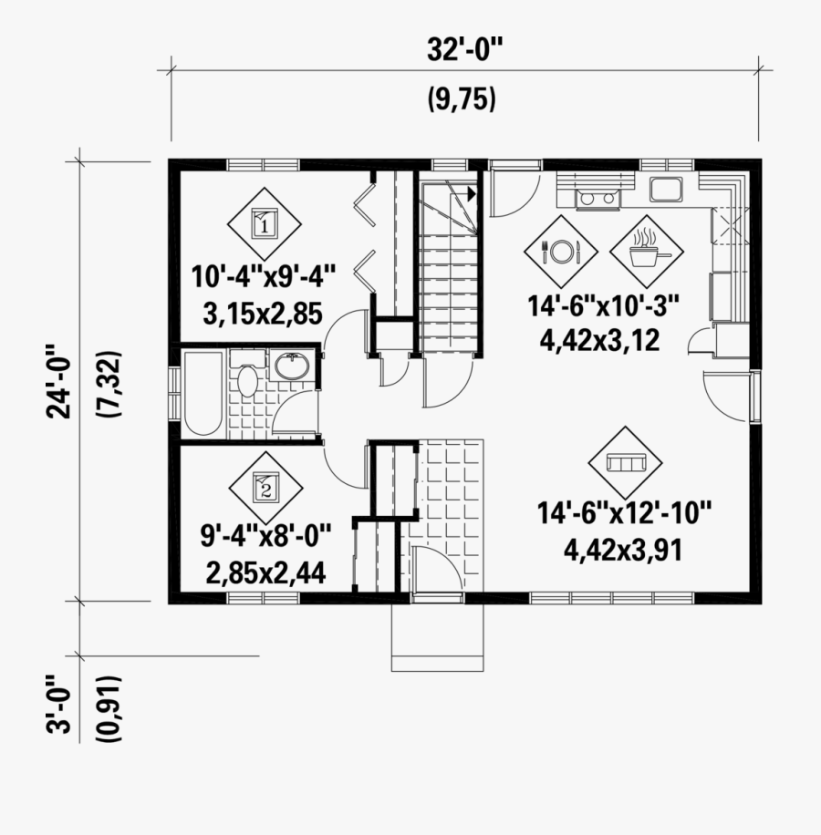 Classical Style Beds Baths - 768 Sq Ft Floor Plans, Transparent Clipart